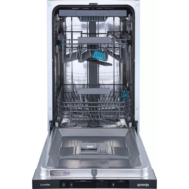 Gorenje nõudepesumasin GV561D10 BK070, täielikult sisseehitatav, kitsas (45 cm), valge, standard (80–85 cm), must, nupud