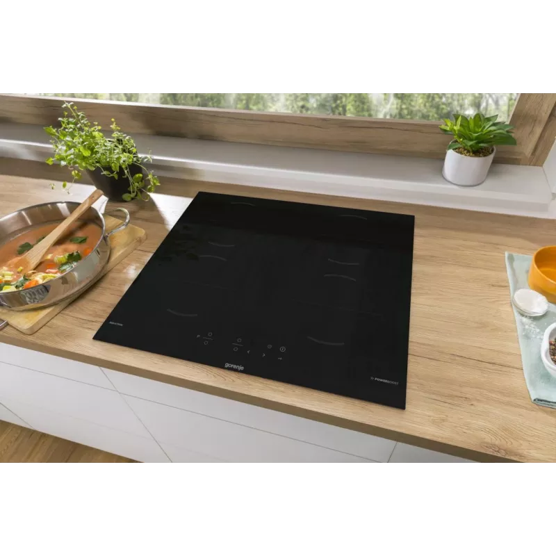 Gorenje induktsioonpliit GI6401BCE RAL9017, must, sisseehitatav, 59,5 cm, tsoon-induktsioonpliit, klaaskeraamika, 4 tsooni