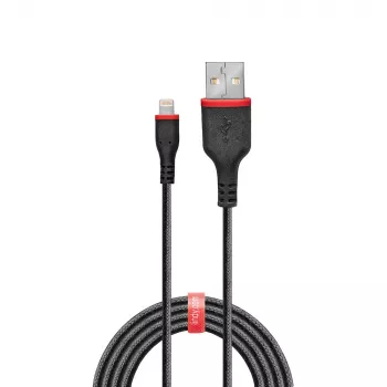 Lindy 1m tugevdatud USB Type A – Lightning kaabel, 1 m, Lightning, USB A, isane, isane, must