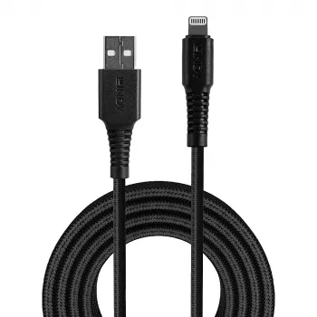 Lindy 2m tugevdatud USB A-tüüpi Lightning laadimis- ja sünkroonimiskaabel