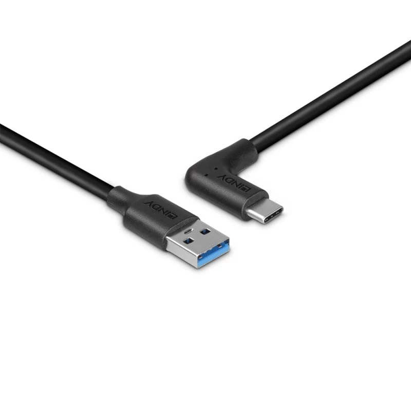 Lindy 1,5 m USB 3.2 tüüp A kuni C kaabel, 90° täisnurk, 10 Gbps