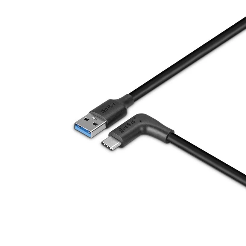 Lindy 1,5 m USB 3.2 tüüp A kuni C kaabel, 90° täisnurk, 10 Gbps