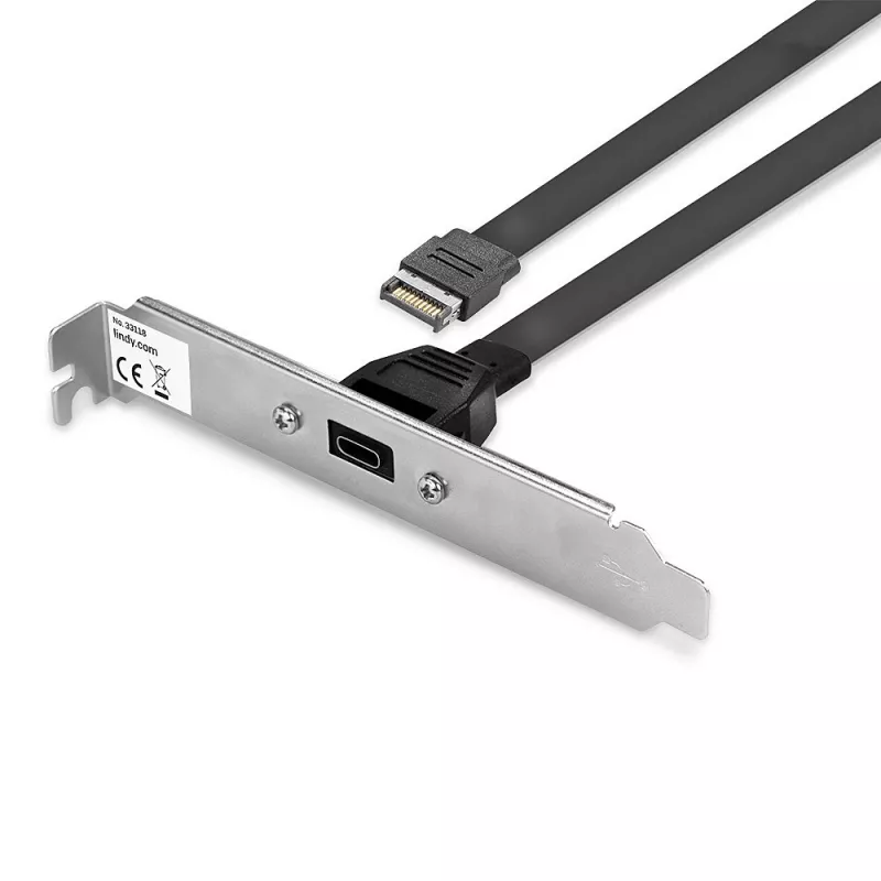 Lindy Single Port USB 3.1 Gen 2 Type C Back Plate, 0,45 m, USB A, isane, isane, 0–65 °C, 0–70 °C