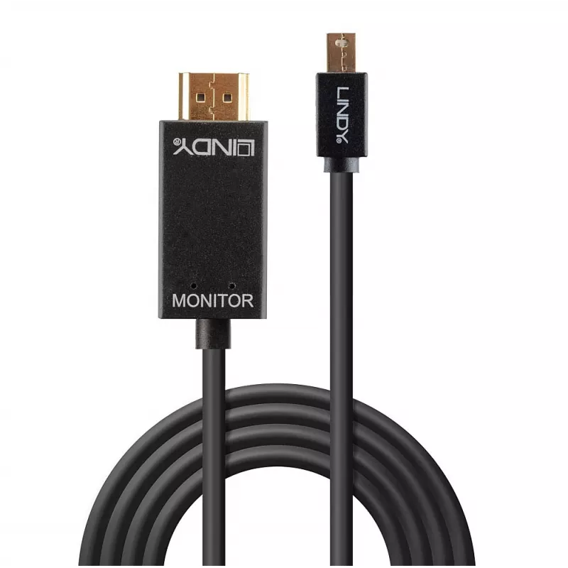 Lindy Mini DisplayPort/HDMI 4K30 kaabel (DP: passiivne) 5m, 5 m, Mini DisplayPort, HDMI tüüp A (standardne), isane, isane, 3840 x 2160 pikslit