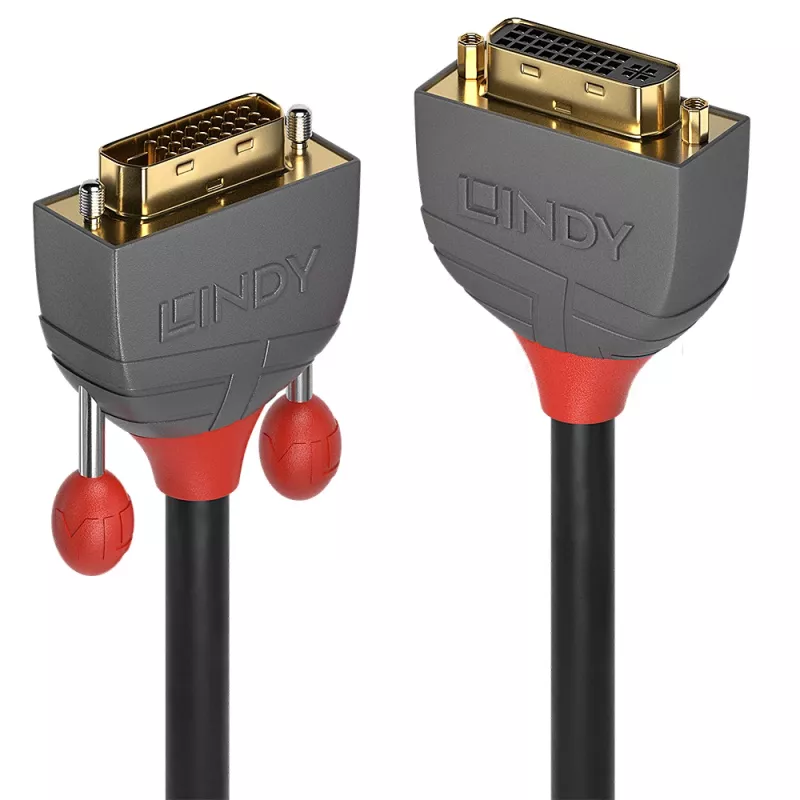 Lindy 2m DVI-D Dual Link pikenduskaabel, Anthra Line, 2 m, DVI-D, DVI-I, isane, emane, must