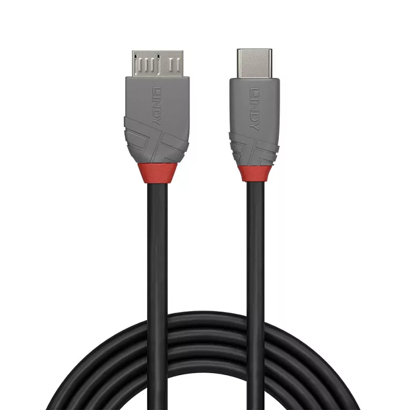 Lindy 2m USB 3.2 Type C to Micro-B kaabel, Anthra Line, 2 m, USB C, Micro-USB B, USB 3.2 Gen 1 (3.1 Gen 1), Must