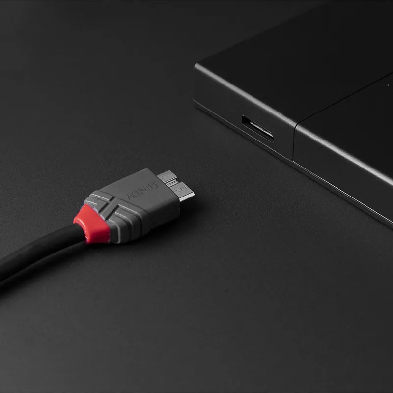 Lindy 2m USB 3.2 Type C to Micro-B kaabel, Anthra Line, 2 m, USB C, Micro-USB B, USB 3.2 Gen 1 (3.1 Gen 1), Must