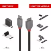 Lindy 2m USB 3.2 Type C to Micro-B kaabel, Anthra Line, 2 m, USB C, Micro-USB B, USB 3.2 Gen 1 (3.1 Gen 1), Must