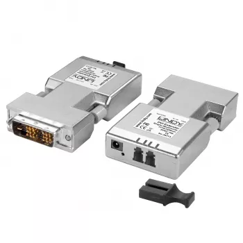 Lindy 1500m Fibre Optic DVI-D Single Link Extender, DVI, DVI-D, 1920 x 1200 pikslit, Hõbedane, 1500 m, 40 x 70 x 15 mm
