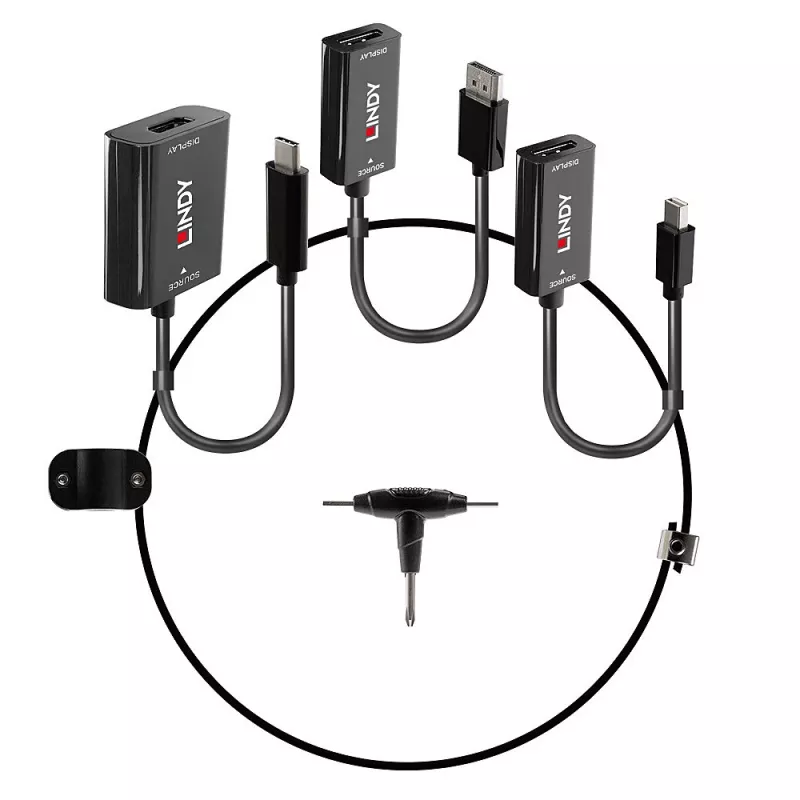 Lindy USB Type C, mDP ja DisplayPort HDMI 18G konverteri kinnitus