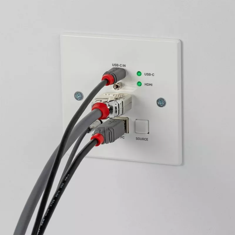 Lindy 150m Cat.6 HDMI 4K60 ja Type C HDBaseT UK seinapistik KVM pikendaja, saatja