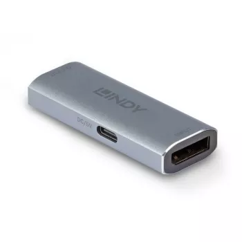Lindy DisplayPort 1.4 repiiter, 7680 x 4320 pikslit, AV-repiiter, 40 m, juhtmega, hõbedane