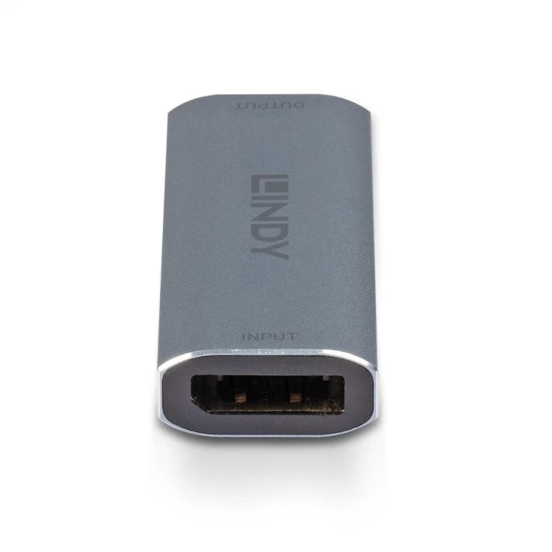 Lindy DisplayPort 1.4 repiiter, 7680 x 4320 pikslit, AV-repiiter, 40 m, juhtmega, hõbedane