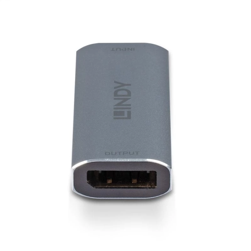 Lindy DisplayPort 1.4 repiiter, 7680 x 4320 pikslit, AV-repiiter, 40 m, juhtmega, hõbedane