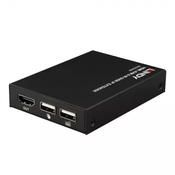 Lindy HDMI, KVM ja IR üle IP pikendaja, vastuvõtja, saatja ja vastuvõtja, juhtmega, 150 m, Cat5e, Cat6, must, metallist