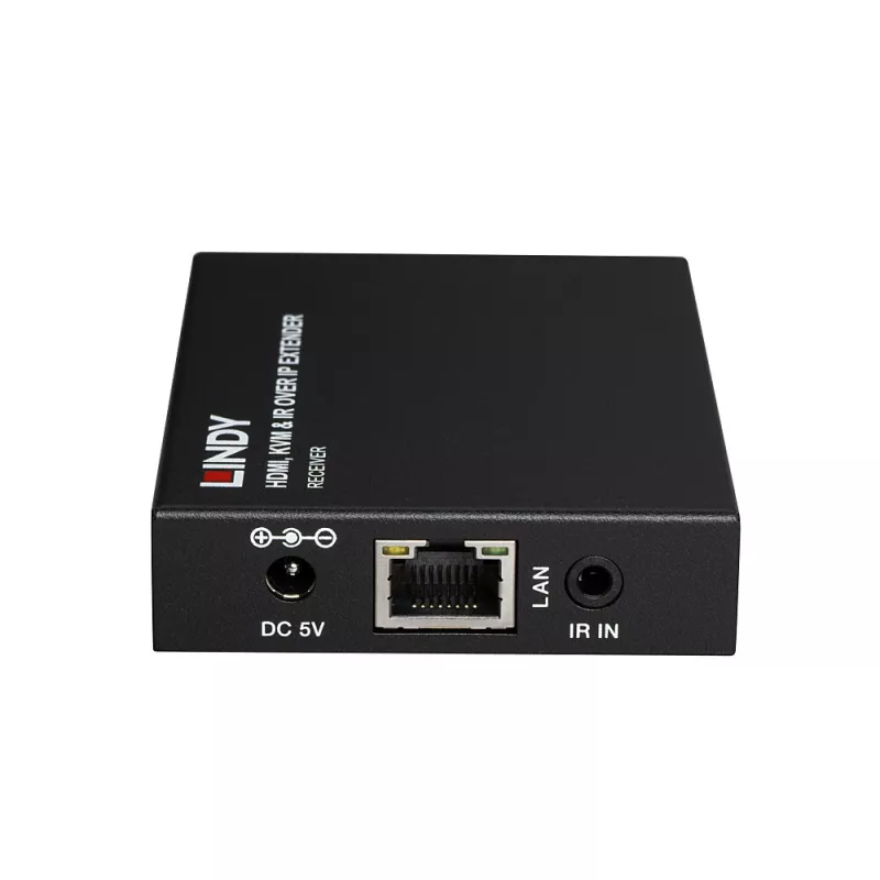 Lindy HDMI, KVM ja IR üle IP pikendaja, vastuvõtja, saatja ja vastuvõtja, juhtmega, 150 m, Cat5e, Cat6, must, metallist