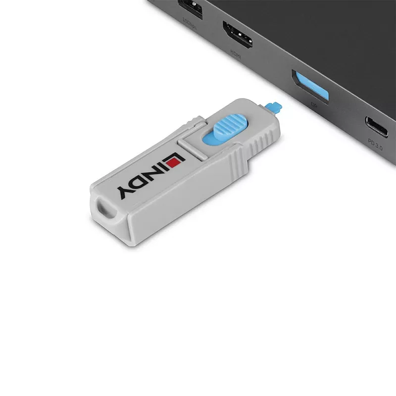 Lindy 40324 pordiblokeerija Pordiblokeerija + võti DisplayPort Sinine Akrüülnitriilbutadieenstüreen (ABS) 5 tk