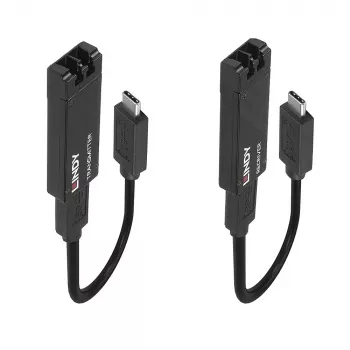 Lindy 100m kiudoptiline USB 3.2 Type C pikendaja, võrgusaatja ja -vastuvõtja, 100 m, 10000 Mbit/s, fiiber, USB 3.2 Gen 1 (3.1 Gen 1) USB-C, must