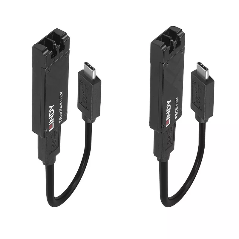 Lindy 100m kiudoptiline USB 3.2 Type C pikendaja, võrgusaatja ja -vastuvõtja, 100 m, 10000 Mbit/s, fiiber, USB 3.2 Gen 1 (3.1 Gen 1) USB-C, must