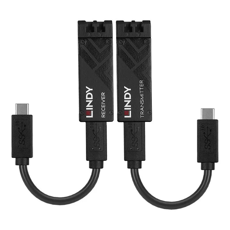 Lindy 100m kiudoptiline USB 3.2 Type C pikendaja, võrgusaatja ja -vastuvõtja, 100 m, 10000 Mbit/s, fiiber, USB 3.2 Gen 1 (3.1 Gen 1) USB-C, must