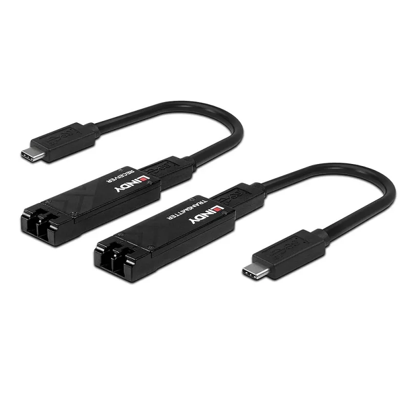 Lindy 100m kiudoptiline USB 3.2 Type C pikendaja, võrgusaatja ja -vastuvõtja, 100 m, 10000 Mbit/s, fiiber, USB 3.2 Gen 1 (3.1 Gen 1) USB-C, must