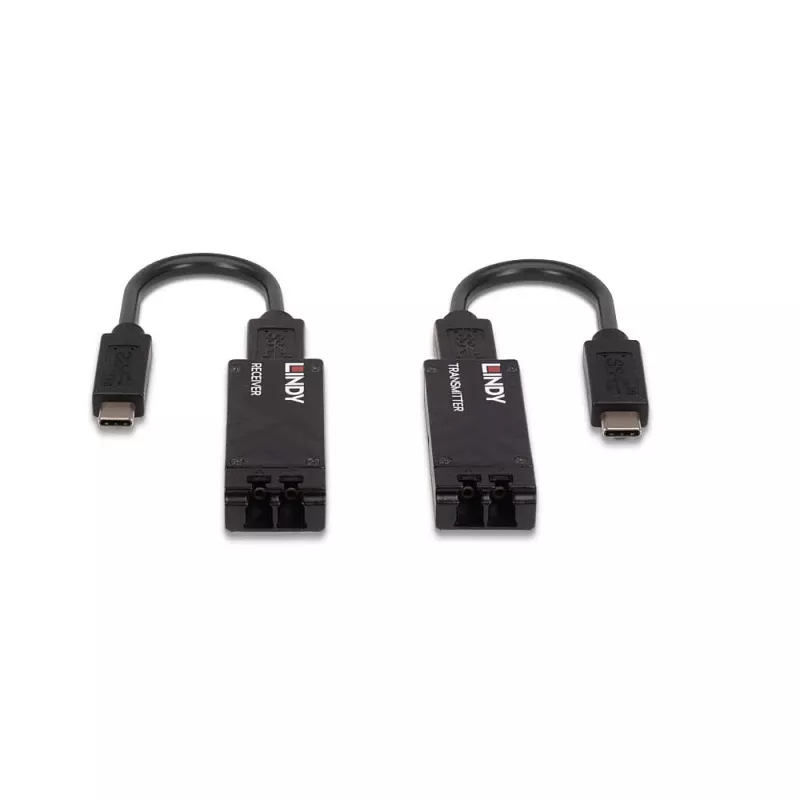 Lindy 100m kiudoptiline USB 3.2 Type C pikendaja, võrgusaatja ja -vastuvõtja, 100 m, 10000 Mbit/s, fiiber, USB 3.2 Gen 1 (3.1 Gen 1) USB-C, must
