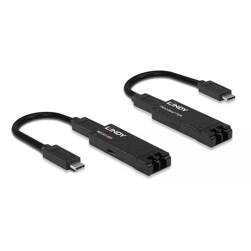 Lindy 100m kiudoptiline USB 3.2 Type C pikendaja, võrgusaatja ja -vastuvõtja, 100 m, 10000 Mbit/s, fiiber, USB 3.2 Gen 1 (3.1 Gen 1) USB-C, must