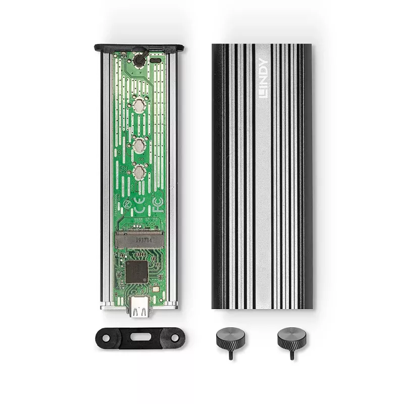 Lindy USB 3.2 Gen 2 x2 NVMe M.2 SSD-korpus, SSD-korpus, M.2, PCI Express, 20 Gbit/s, USB-ühenduvus, Hõbedane