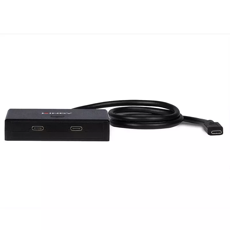 Lindy 2-pordiline USB 3.2 Gen 2 Type C kahesuunaline lüliti, USB 3.2 Gen 1 (3.1 Gen 1) USB-C, USB 3.2 Gen 1 (3.1 Gen 1) USB-C, 5000 Mbit/s, must, 0,6 m, 85 mm