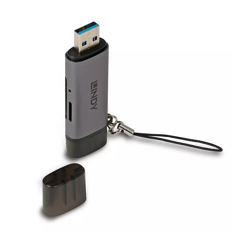 Lindy USB 3.2 Type C and A SD / MicroSD mälukaardilugeja, MiniSD, SD, Must, Hall, 5000 Mbit/s, USB 3.2 Gen 1 (3.1 Gen 1) Type-A/USB-C, 78.5 mm, 22.5 mm