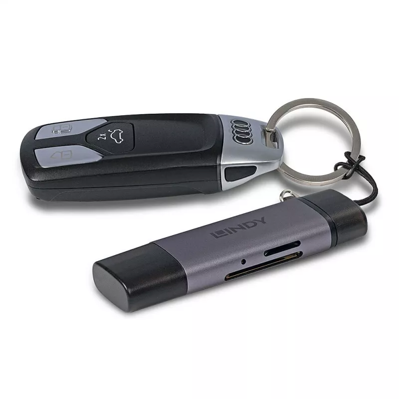 Lindy USB 3.2 Type C and A SD / MicroSD mälukaardilugeja, MiniSD, SD, Must, Hall, 5000 Mbit/s, USB 3.2 Gen 1 (3.1 Gen 1) Type-A/USB-C, 78.5 mm, 22.5 mm