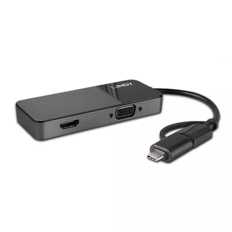 Lindy 43354 sülearvuti dokk/pordireplikaator USB 3.2 Gen 1 (3.1 Gen 1) Type-A + USB-C Must