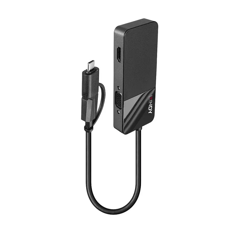 Lindy 43354 sülearvuti dokk/pordireplikaator USB 3.2 Gen 1 (3.1 Gen 1) Type-A + USB-C Must