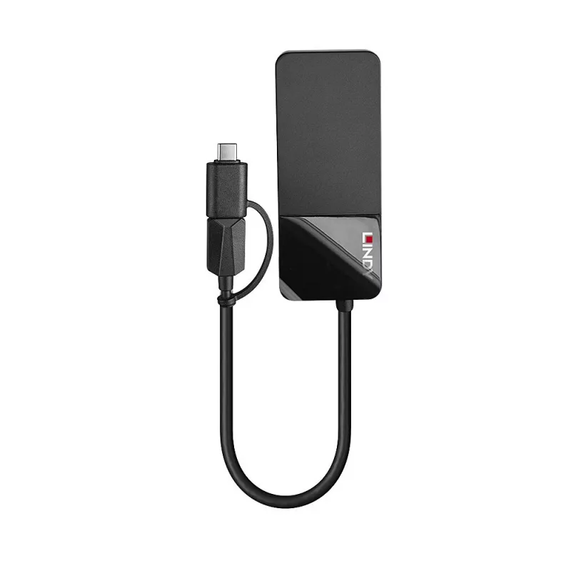 Lindy 43354 sülearvuti dokk/pordireplikaator USB 3.2 Gen 1 (3.1 Gen 1) Type-A + USB-C Must
