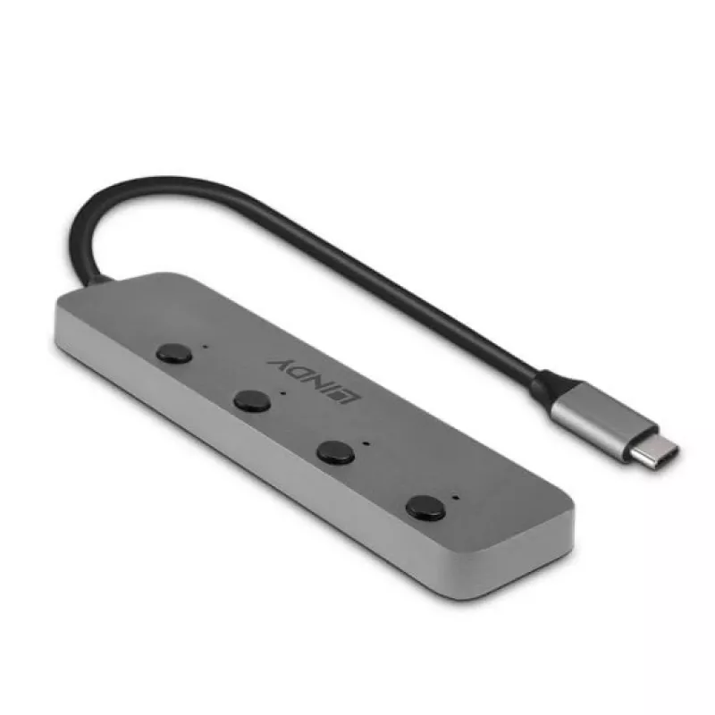 Lindy 4-pordiline USB 3.2 tüüp C jaotur sisse/välja lülititega
