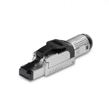 Lindy RJ-45 Cat.6/6A tööriistavaba välilõpetuspistik, RJ45, must, hõbedane, metall, CE, REACH, RoHS, UKCA, 240 g, 133 mm
