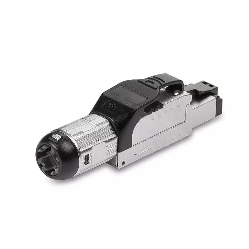 Lindy RJ-45 Cat.6/6A tööriistavaba välilõpetuspistik, RJ45, must, hõbedane, metall, CE, REACH, RoHS, UKCA, 240 g, 133 mm