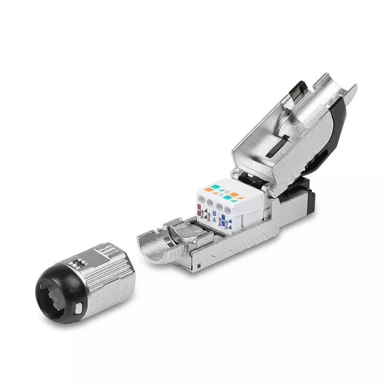 Lindy RJ-45 Cat.6/6A tööriistavaba välilõpetuspistik, RJ45, must, hõbedane, metall, CE, REACH, RoHS, UKCA, 240 g, 133 mm