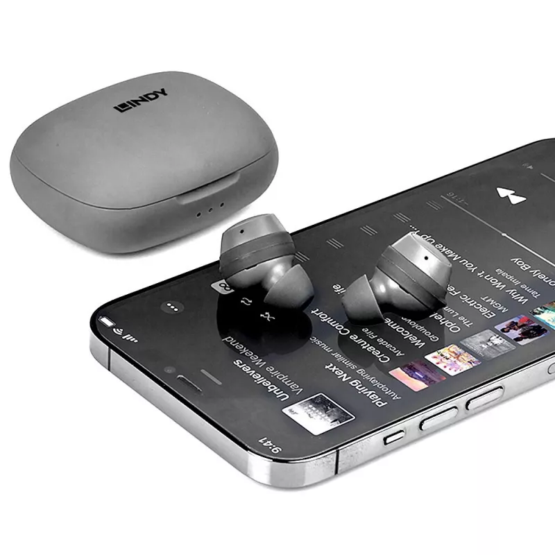 Lindy LE400W peakomplekt, juhtmevaba, kõrvasisene, muusika/igapäevane, USB USB-C, Bluetooth, hall