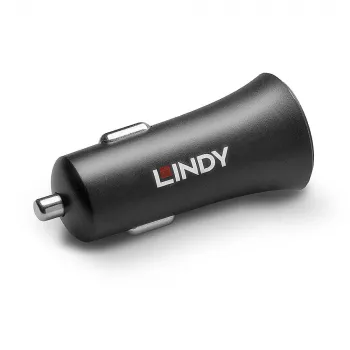 Lindy Single Port USB Type C PD Car Charger, 27W, Auto, Cigar lighter, 12 V, 3 A, Must