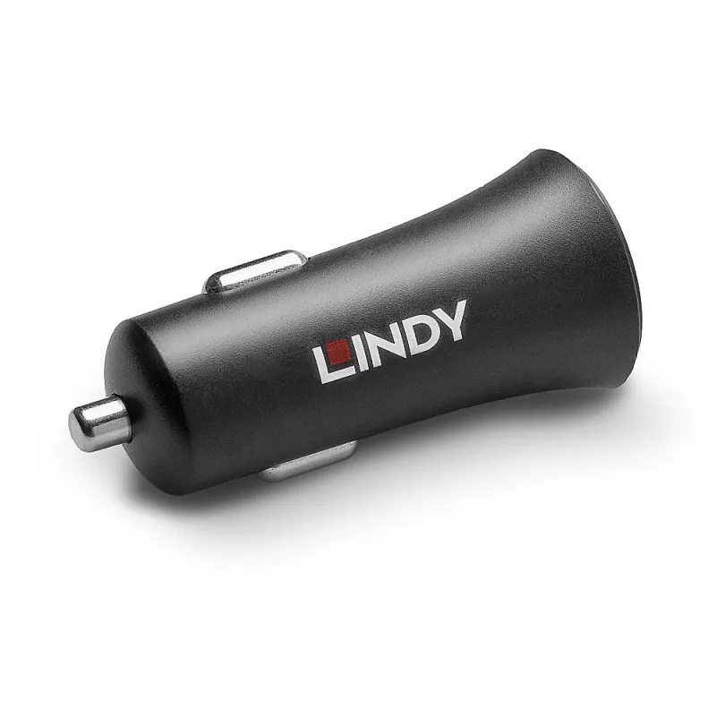 Lindy Single Port USB Type C PD Car Charger, 27W, Auto, Cigar lighter, 12 V, 3 A, Must