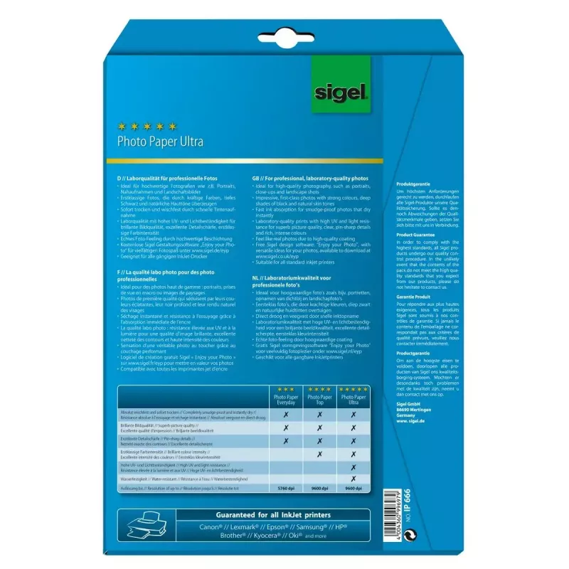 Fotopaber Satin A4 Sigel InkJet Ultra