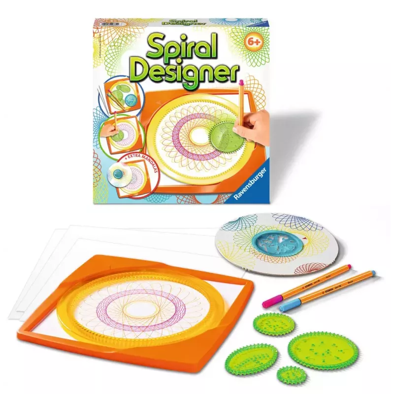 Laste spirograaf Ravensburger 297740 šablooni ja 2 markeriga, mitmevärviline, vanusele 6+