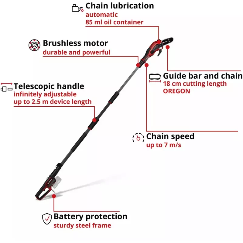Pole Pruner EINHELL Professional GP-LC 18/20 Li T BL-Solo — juhtmeta oksasaag, ainult tööriist (ilma aku/laadijata)