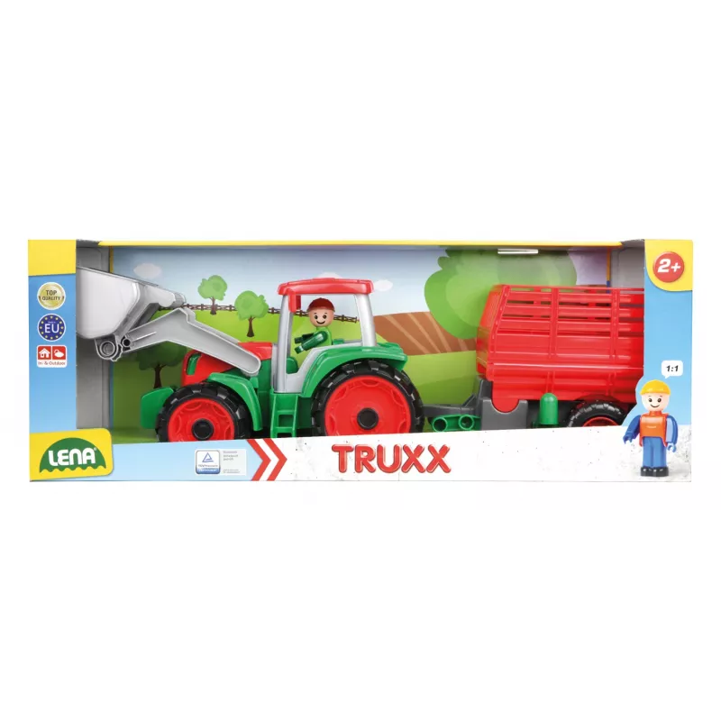 Mängutraktor koos heinahaagisega Lena Truxx 04428 avatud karp – plastist mängukomplekt
