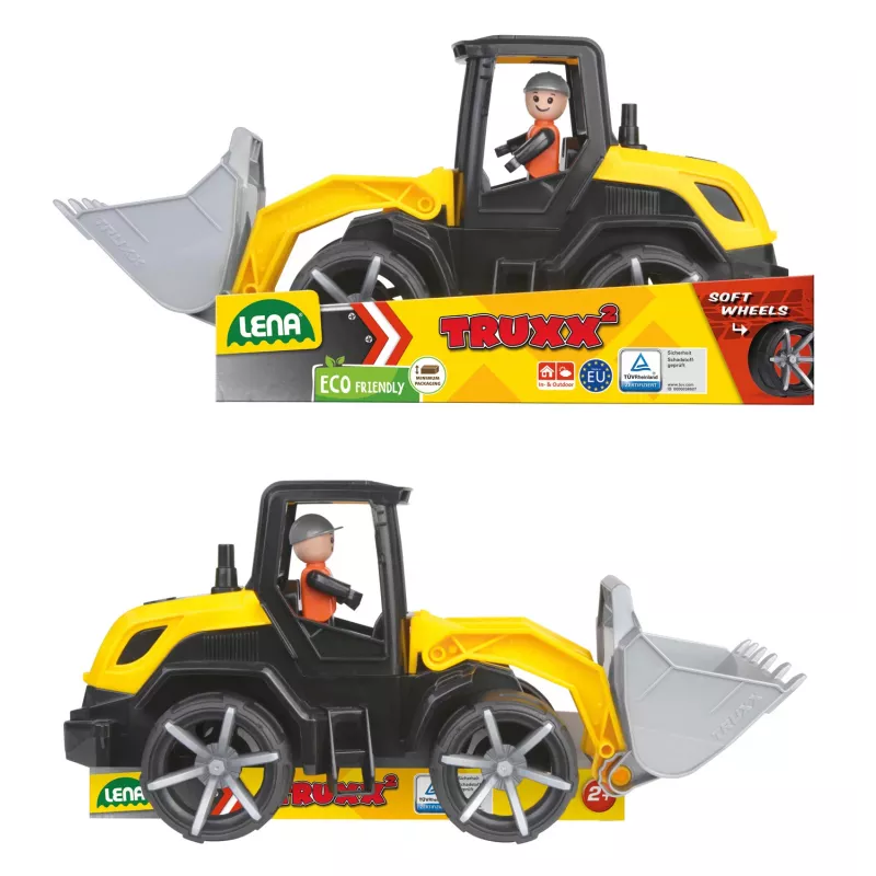 Ekskavaatori mänguasi Lena TRUXX SM04532, kummist ja terasest konstruktsioon, hall/kollane, alates 2. eluaastast