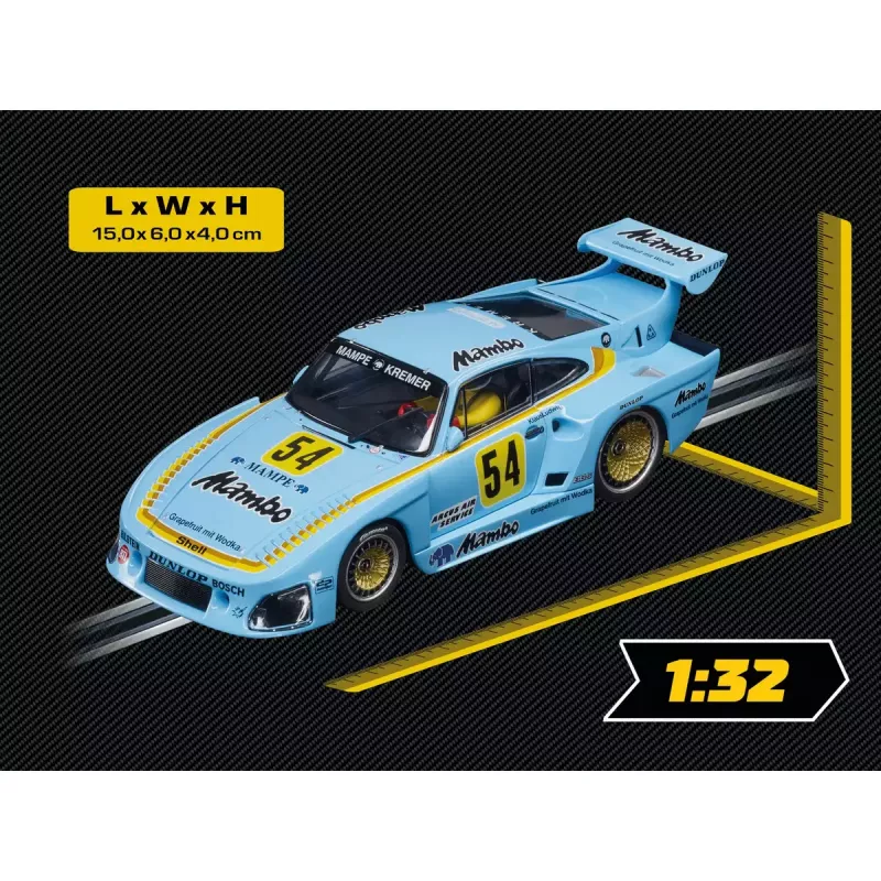 Võidusõiduauto CARRERA Porsche Kremer 935 K3 „Nr 54” — tsüaan, vanusele 8+