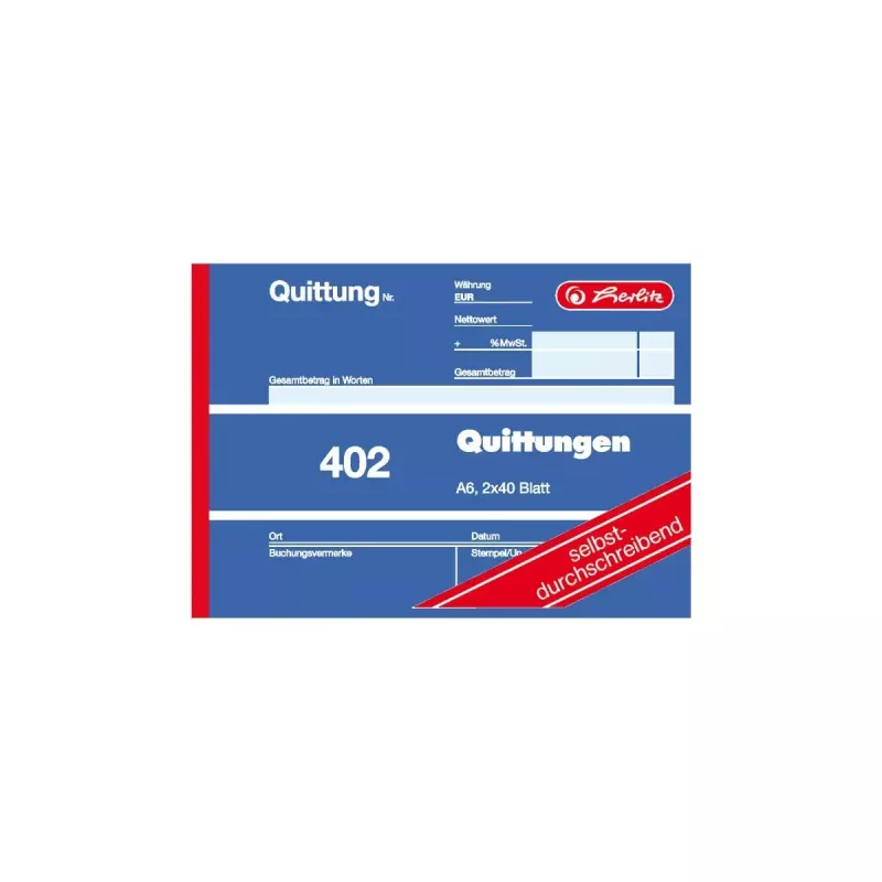 Kviitungiplokk Herlitz 7876147 A6 80 lehte