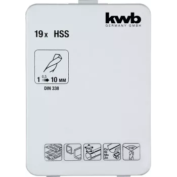 Puurikomplekt KWB 421856 19 tk keerupuurid 1,0 - 10 mm