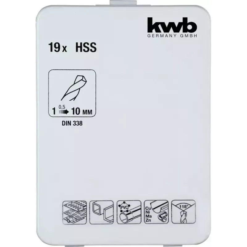 Puurikomplekt KWB 421856 19 tk keerupuurid 1,0 - 10 mm